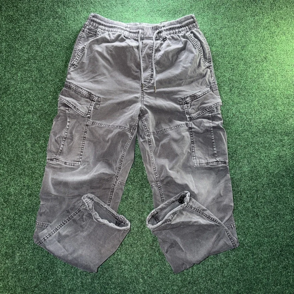 American Eagle AEO Flex Cargo Pants Men XS Elastic Drawstring Waist Baggy Y2K
